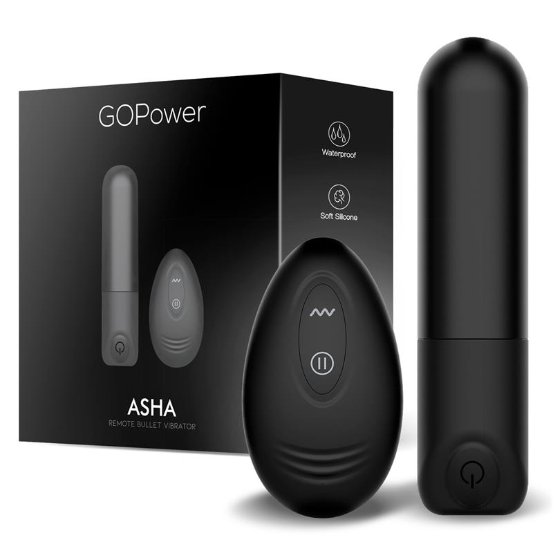 GOPOWER ASHA VIBRATING BULLET WITH REMOTE CONTROL USB SILICONE