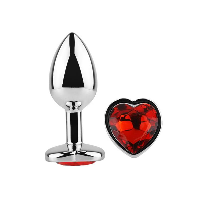 AFTERDARK Butt Plug with Heart Jewel, Red, Size M