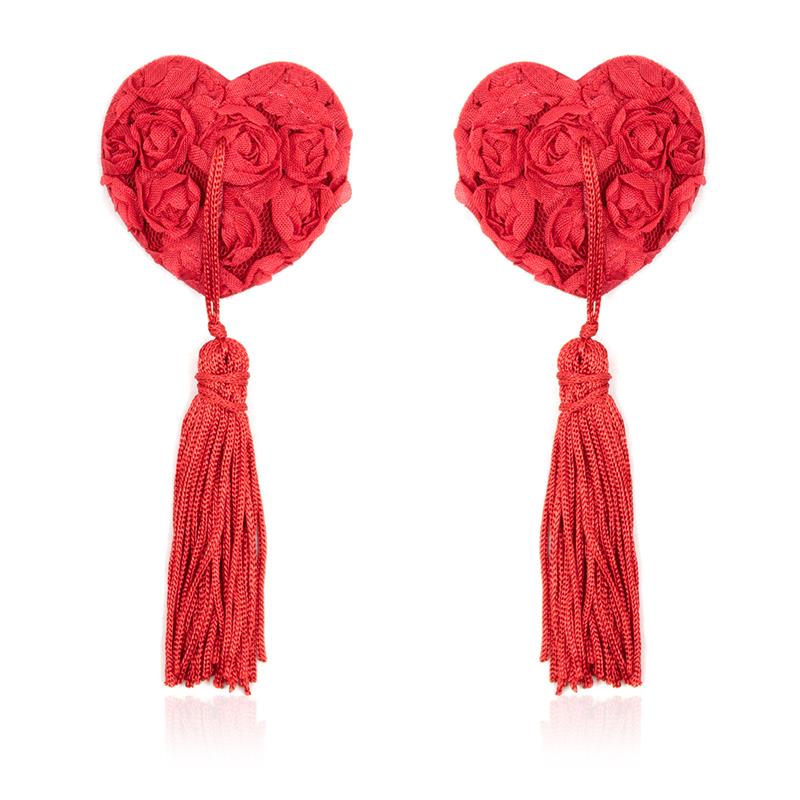 LATETOBED BDSM LINE ROSE HEART NIPPLE COVERS RED