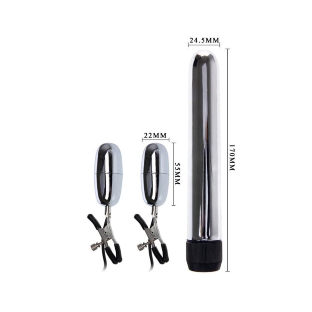 PRETTY LOVE VIBRATING BULLET AND NIPPLE CLAMPS WITH VIBRATION SET