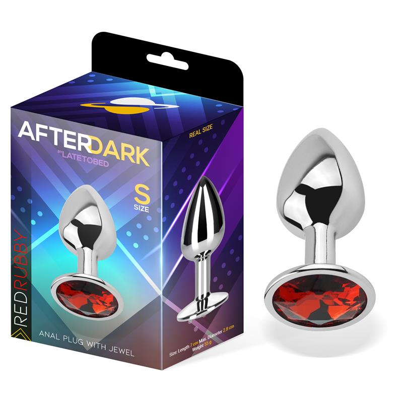 AFTERDARK BUTT PLUG WITH JEWEL RED RUBBY SIZE S ALUMINIUM